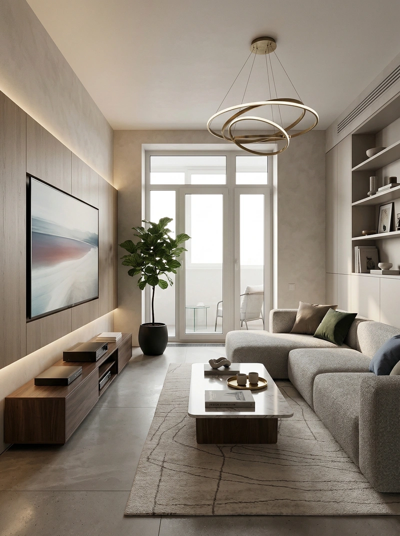 Дизайн гостиной в стиле Контемпорари — фото интерьера от нейросети RoomGPT