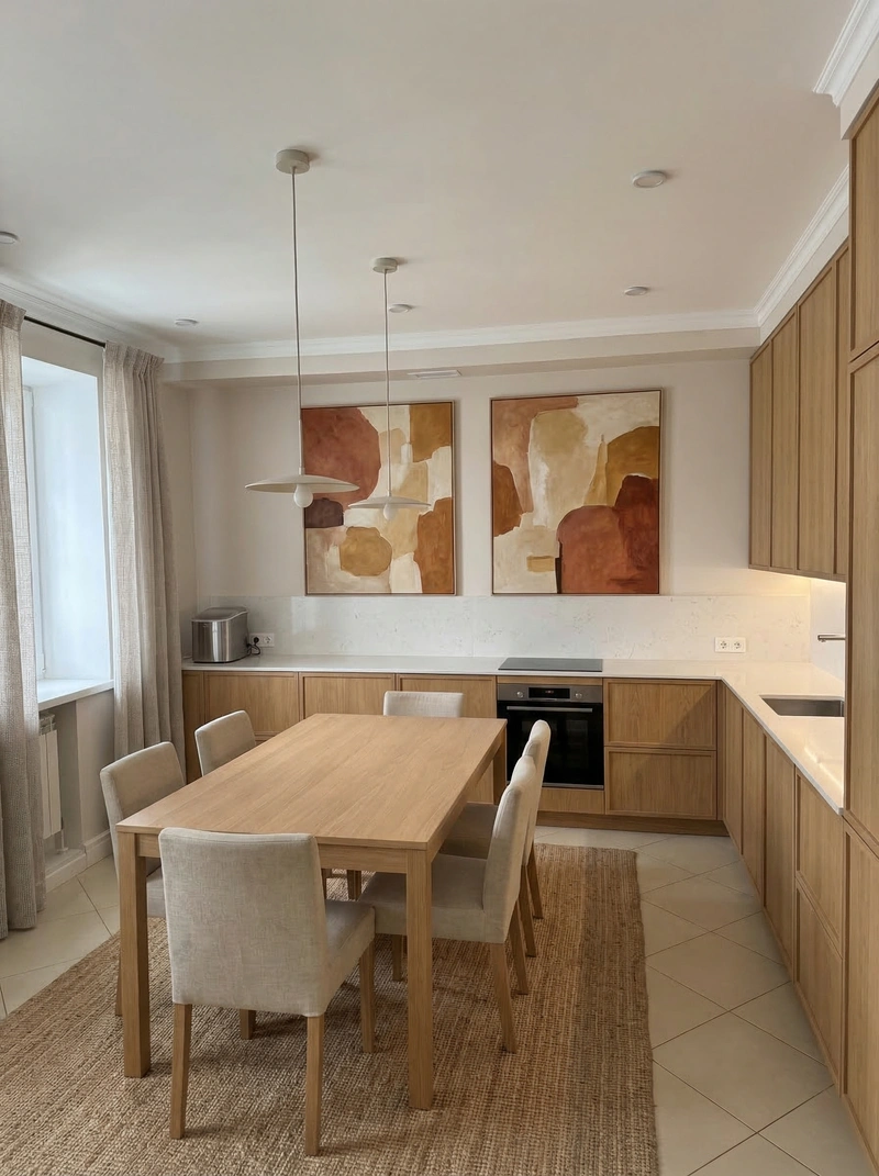 Дизайн интерьера в стиле Сканди — Кухня от нейросети RoomGPT