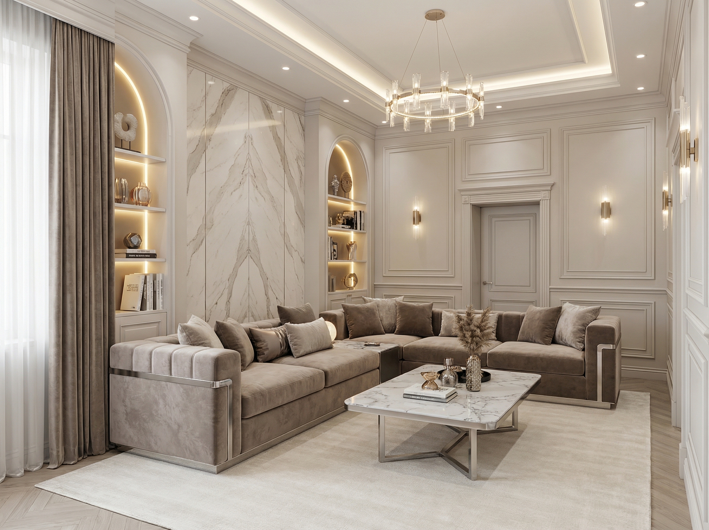 Дизайн гостиной в стиле Классика — фото интерьера от нейросети RoomGPT