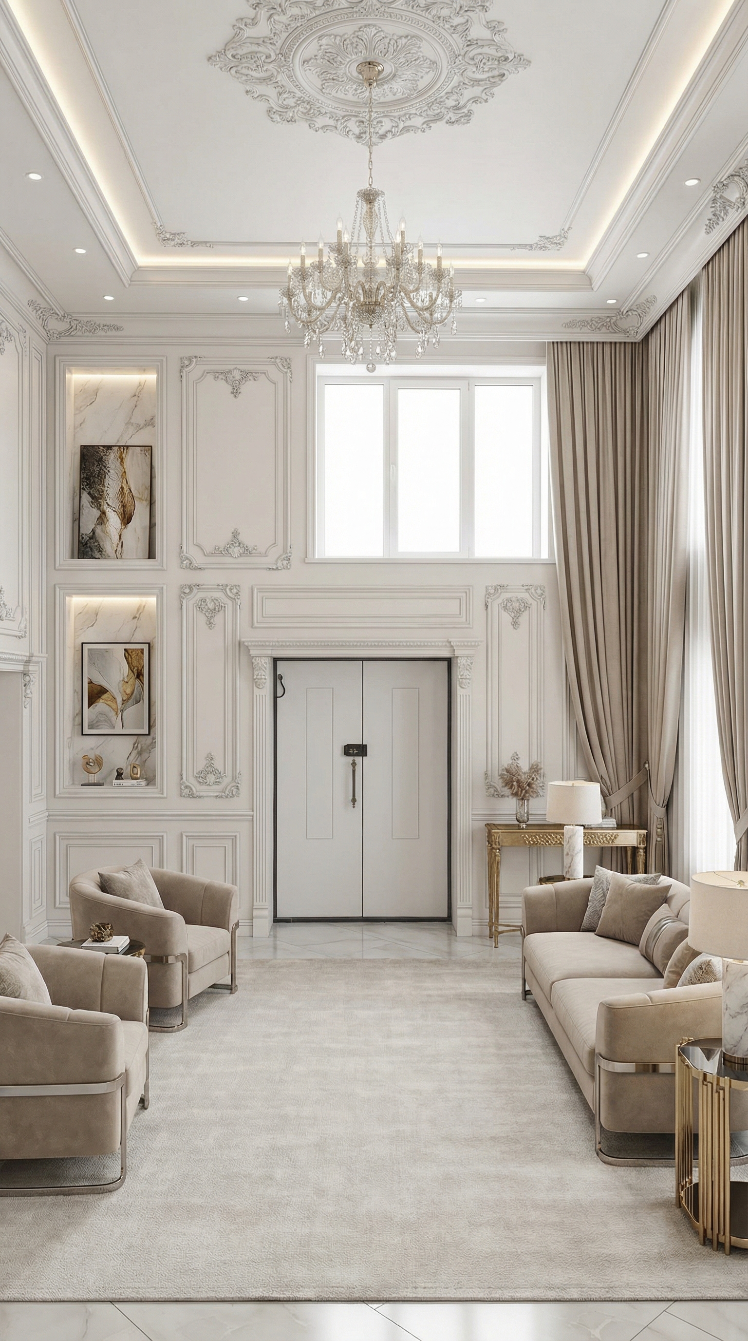 Дизайн гостиной в стиле Классика — фото интерьера от нейросети RoomGPT