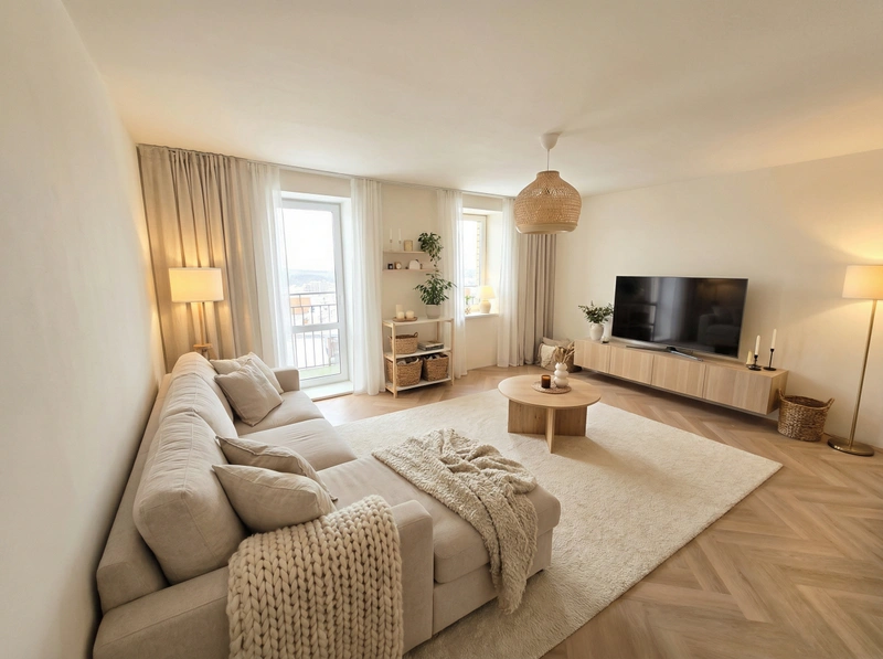 Дизайн интерьера в стиле Хюгге — Гостиная от нейросети RoomGPT