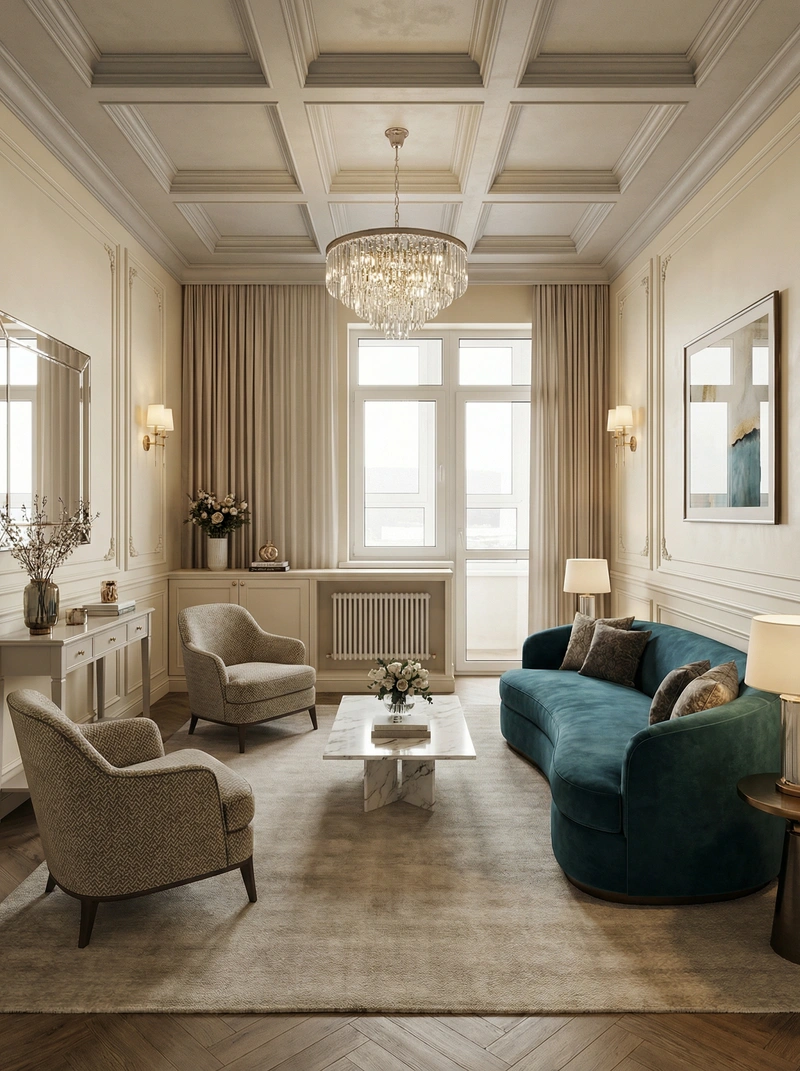 Дизайн интерьера в стиле Классика — Гостиная от нейросети RoomGPT