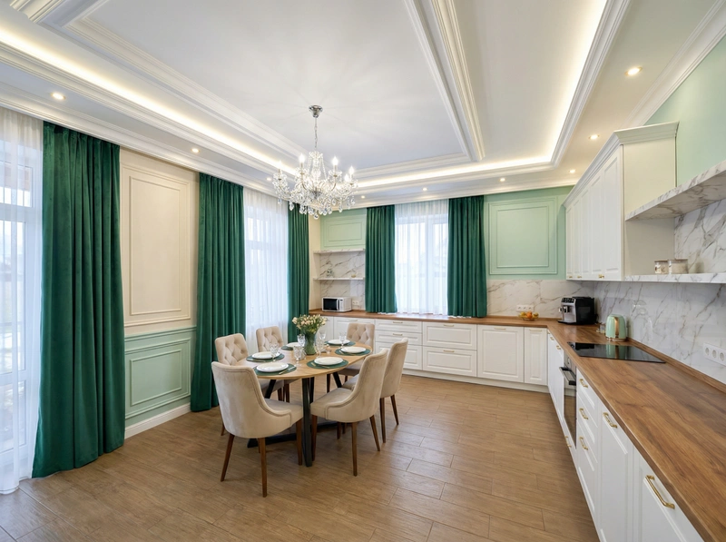 Дизайн интерьера в стиле Классика — Кухня от нейросети RoomGPT