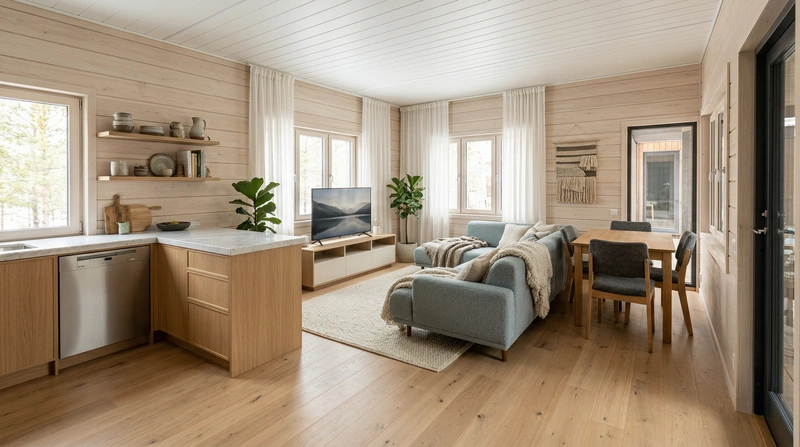 Дизайн интерьера в стиле Хюгге — Гостиная от нейросети RoomGPT