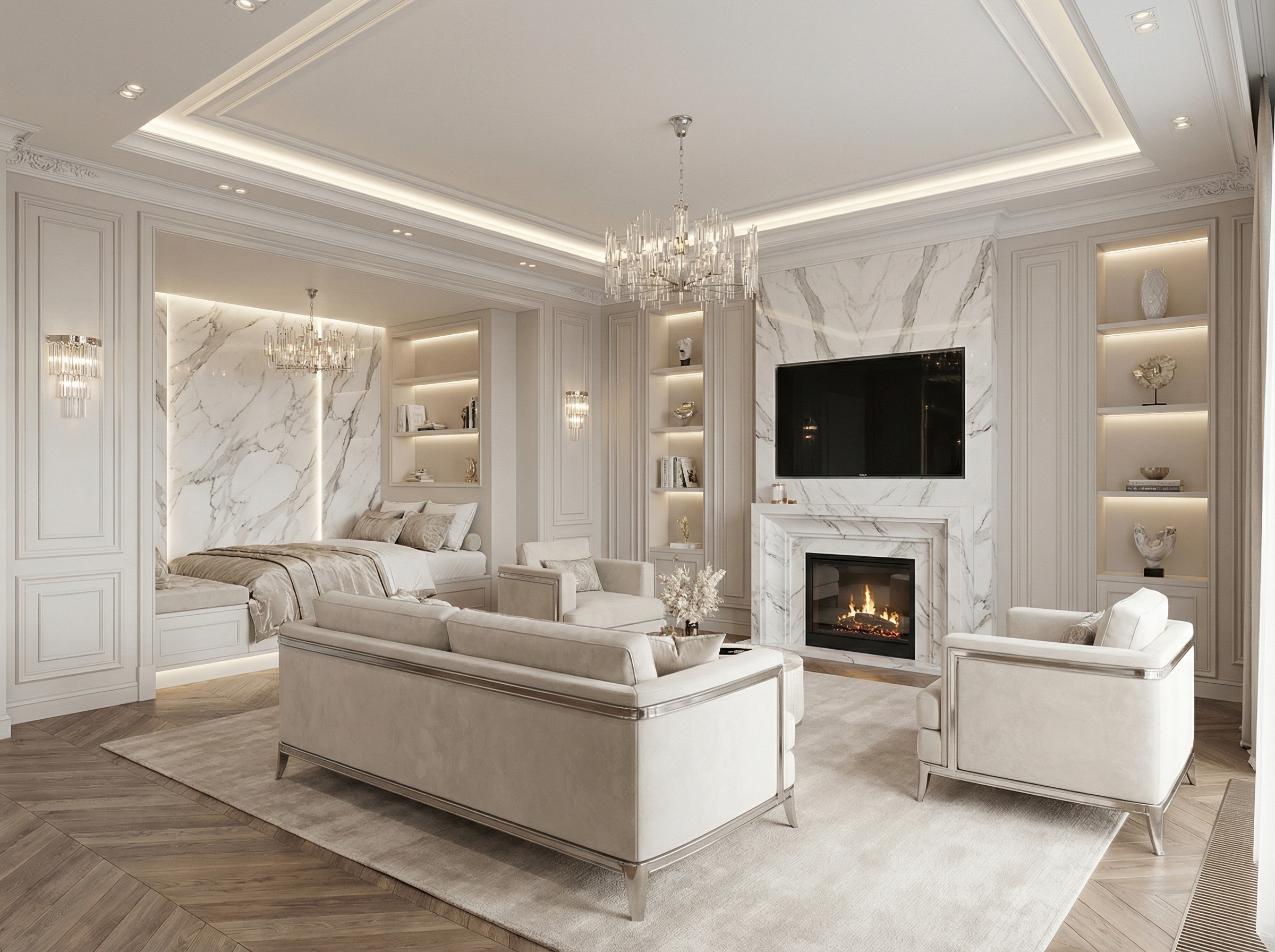 Дизайн гостиной в стиле Классика — фото интерьера от нейросети RoomGPT