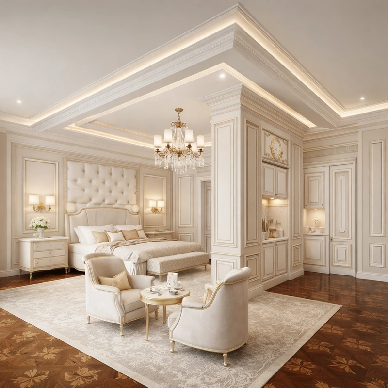 Дизайн интерьера в стиле Неоклассика — Спальня от нейросети RoomGPT