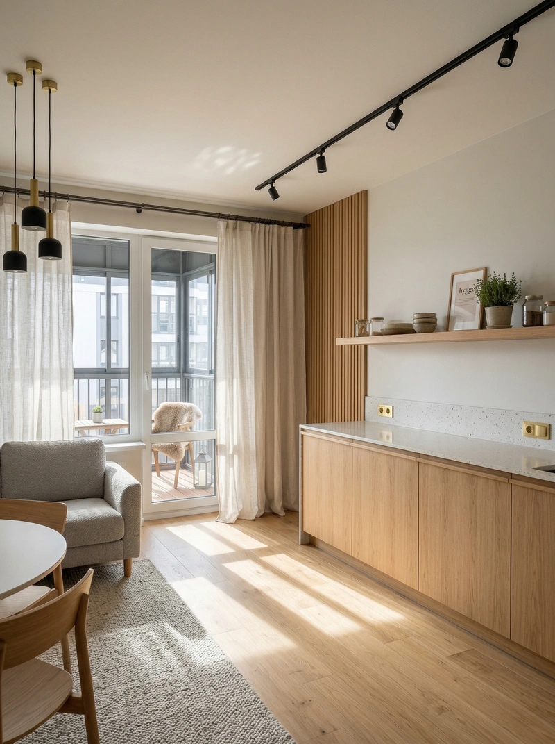 Дизайн кухни в стиле Хюгге — фото интерьера от нейросети RoomGPT