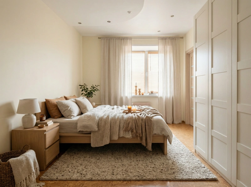 Дизайн интерьера в стиле Хюгге — Спальня от нейросети RoomGPT