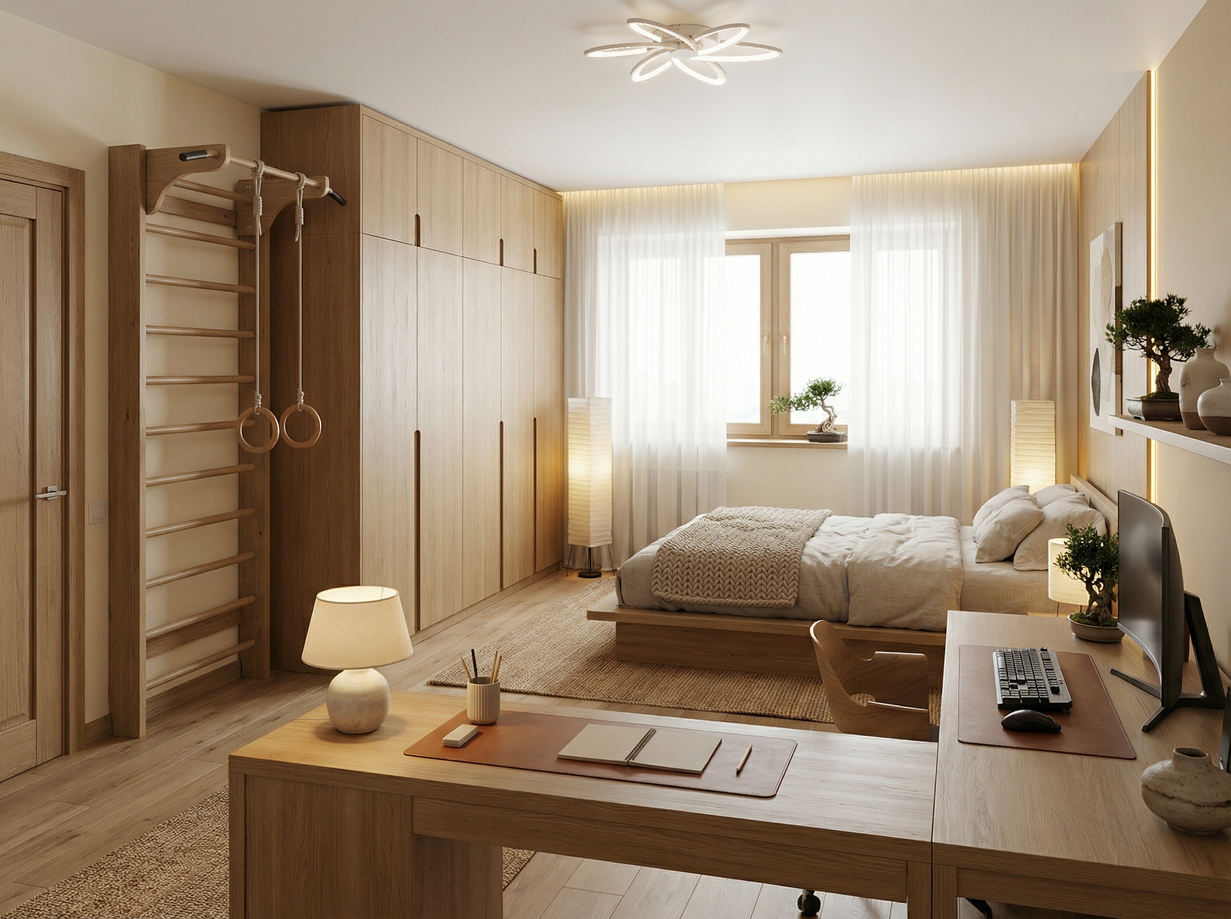 Дизайн детской в стиле Japandi — фото интерьера от нейросети RoomGPT