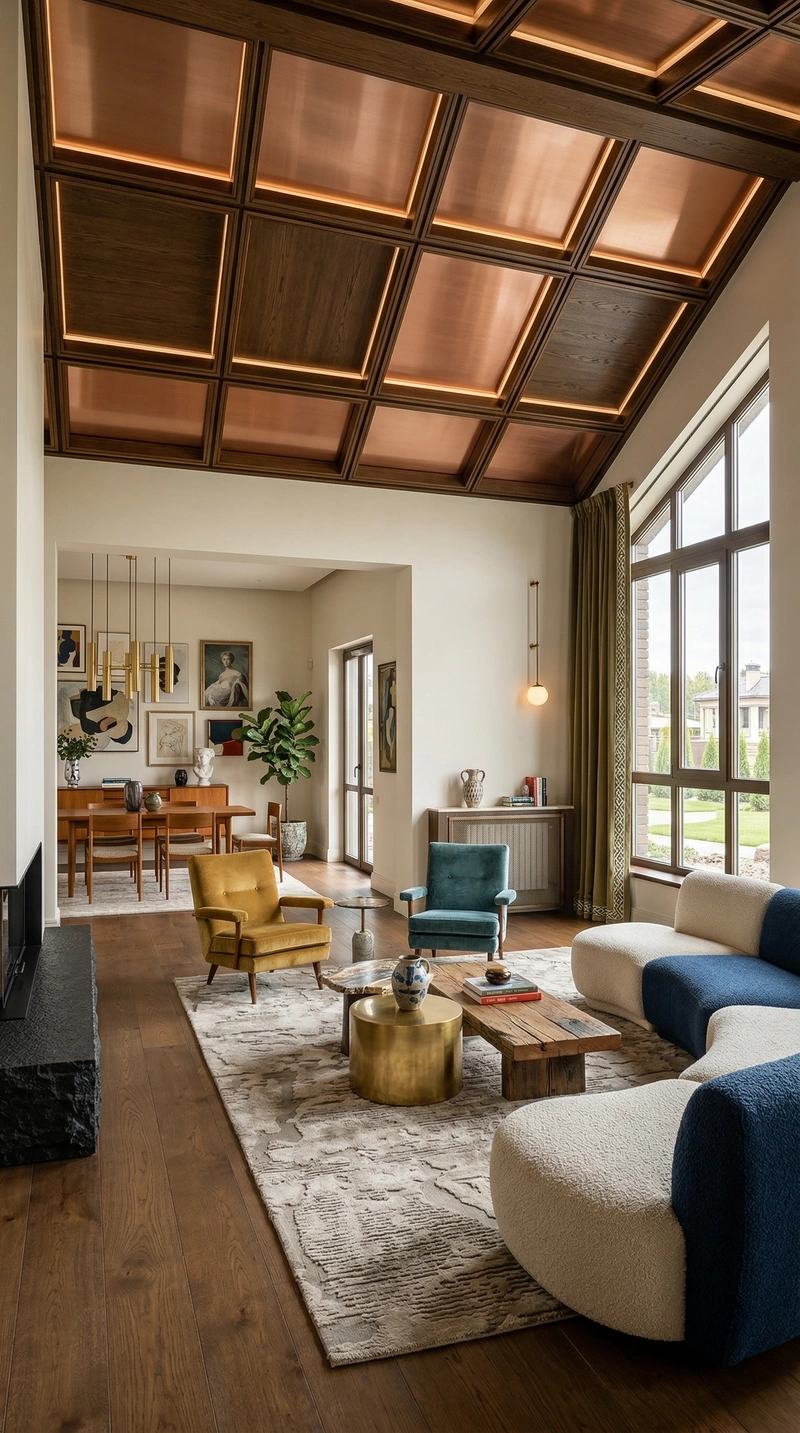 Дизайн интерьера в стиле Эклектика — Гостиная от нейросети RoomGPT