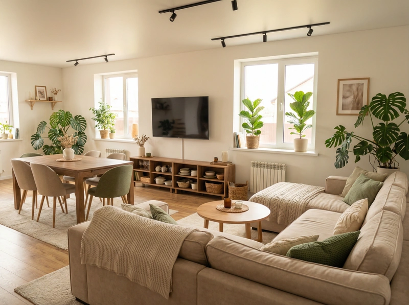 Дизайн интерьера в стиле Хюгге — Гостиная от нейросети RoomGPT