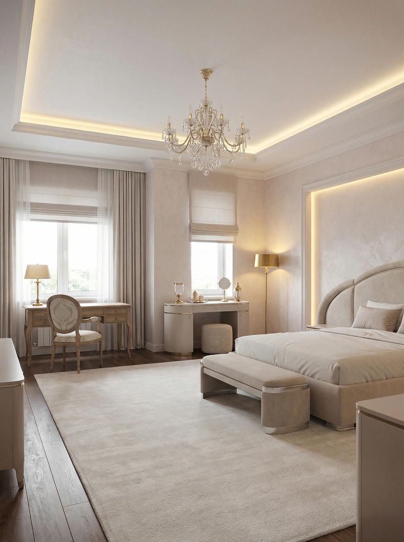 Дизайн интерьера в стиле Неоклассика — Спальня от нейросети RoomGPT
