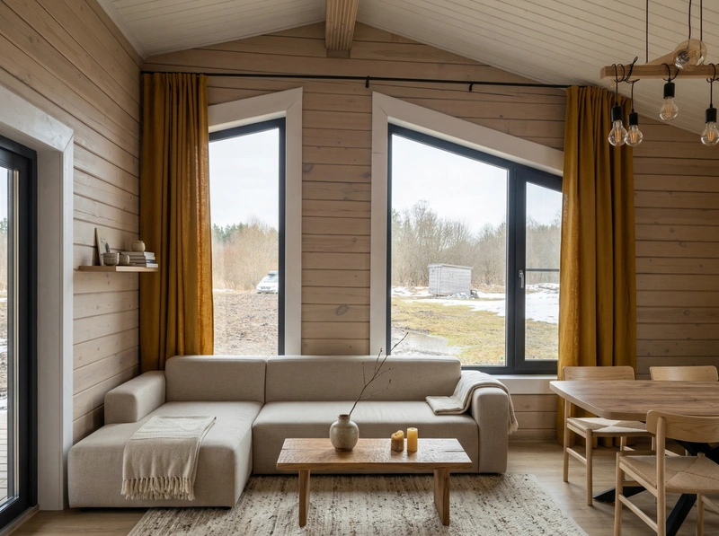 Дизайн гостиной в стиле Japandi — фото интерьера от нейросети RoomGPT