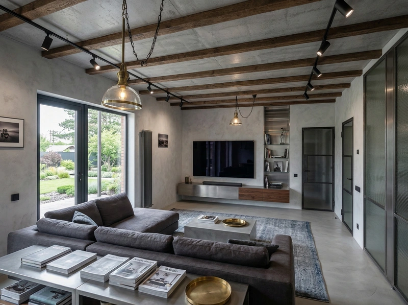 Дизайн гостиной в стиле Лофт — фото интерьера от нейросети RoomGPT