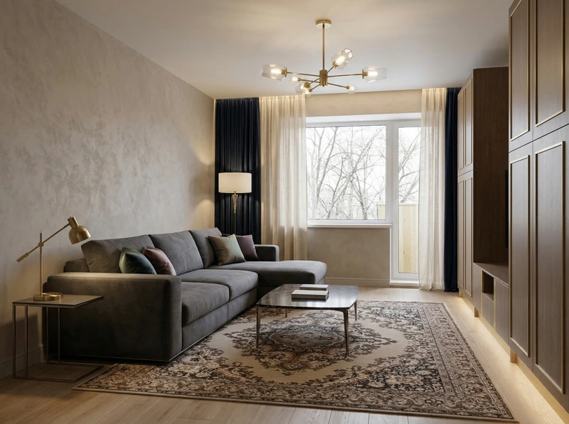 Дизайн гостиной в стиле Контемпорари — фото интерьера от нейросети RoomGPT