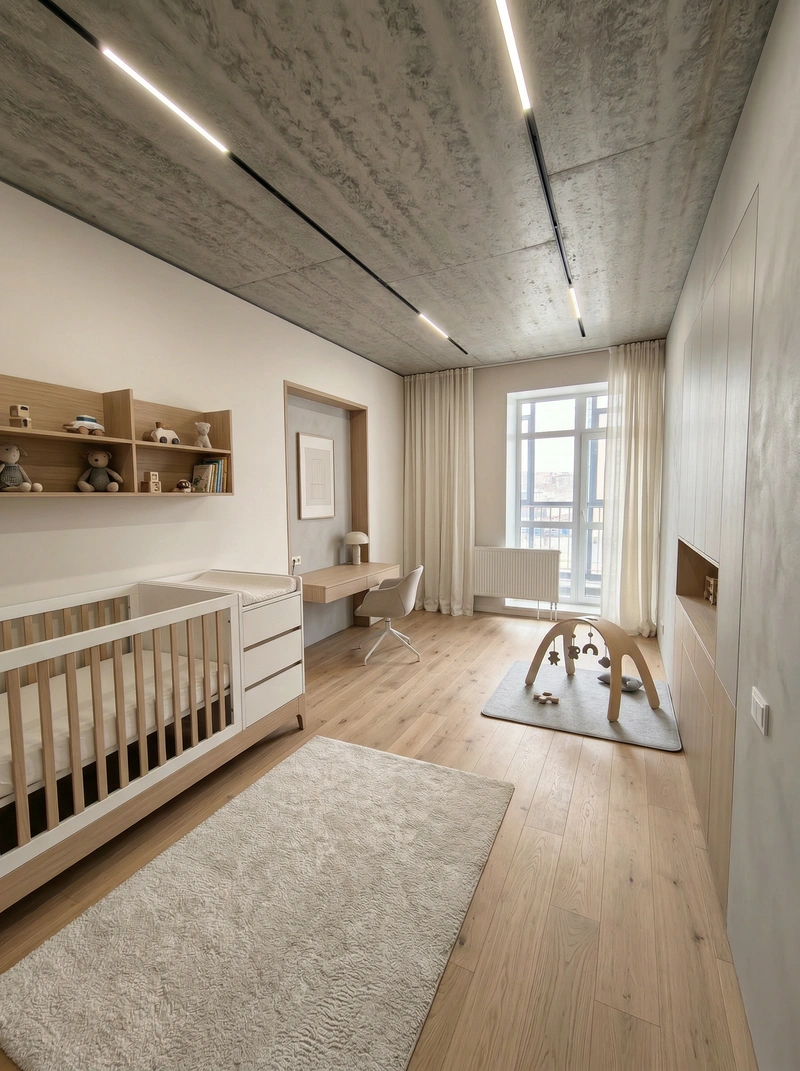 Дизайн детской в стиле Минимализм — фото интерьера от нейросети RoomGPT