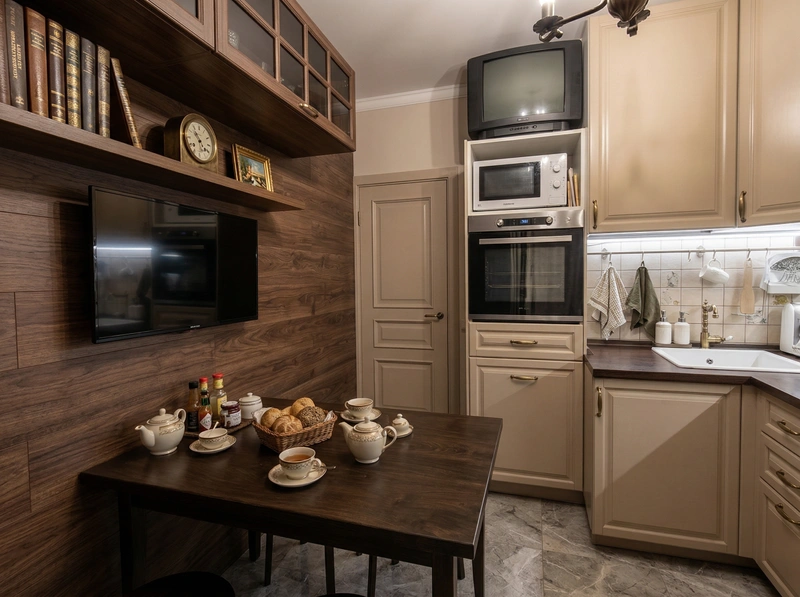 Дизайн кухни в стиле Классика — фото интерьера от нейросети RoomGPT