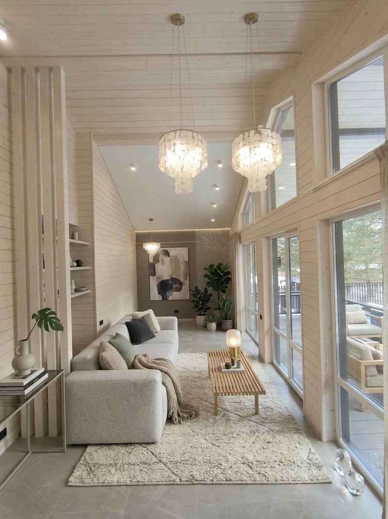 Дизайн гостиной в стиле Сканди — фото интерьера от нейросети RoomGPT