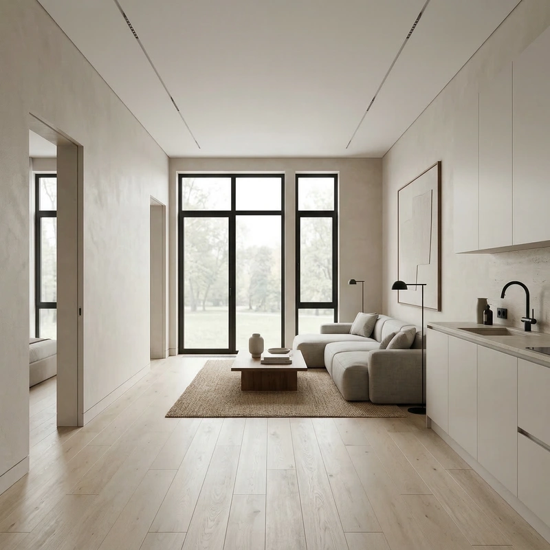 Дизайн интерьера в стиле Минимализм — Гостиная от нейросети RoomGPT