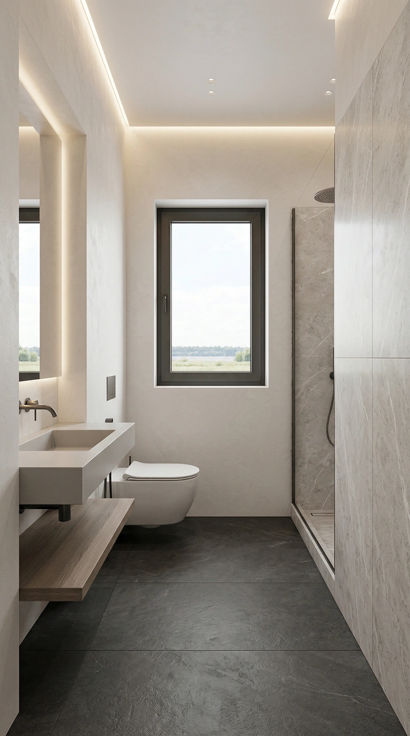 Дизайн ванной в стиле Минимализм — фото интерьера от нейросети RoomGPT