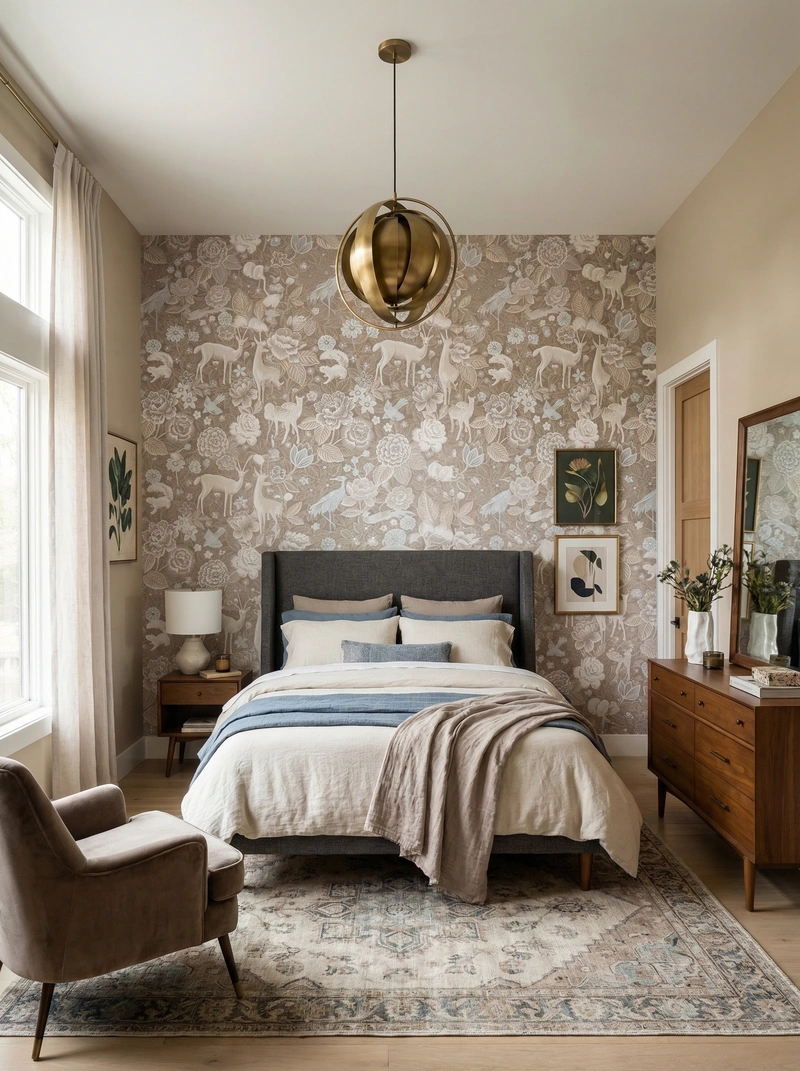Дизайн спальни в стиле Эклектика — фото интерьера от нейросети RoomGPT