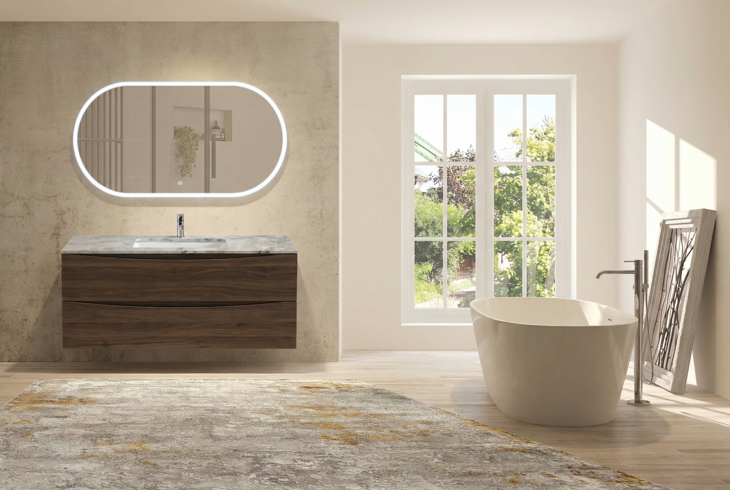 Дизайн ванной в стиле Контемпорари — фото интерьера от нейросети RoomGPT