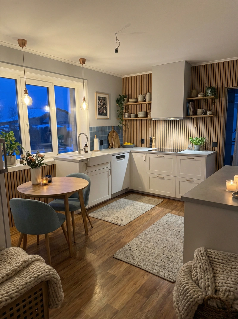 Дизайн интерьера в стиле Хюгге — Кухня от нейросети RoomGPT