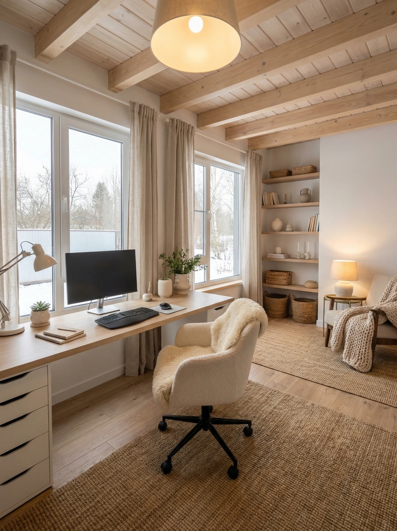 Дизайн интерьера в стиле Хюгге — Кабинет от нейросети RoomGPT