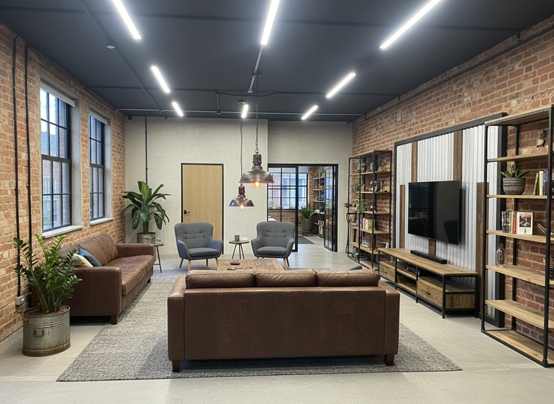 Дизайн интерьера в стиле Лофт — Гостиная от нейросети RoomGPT