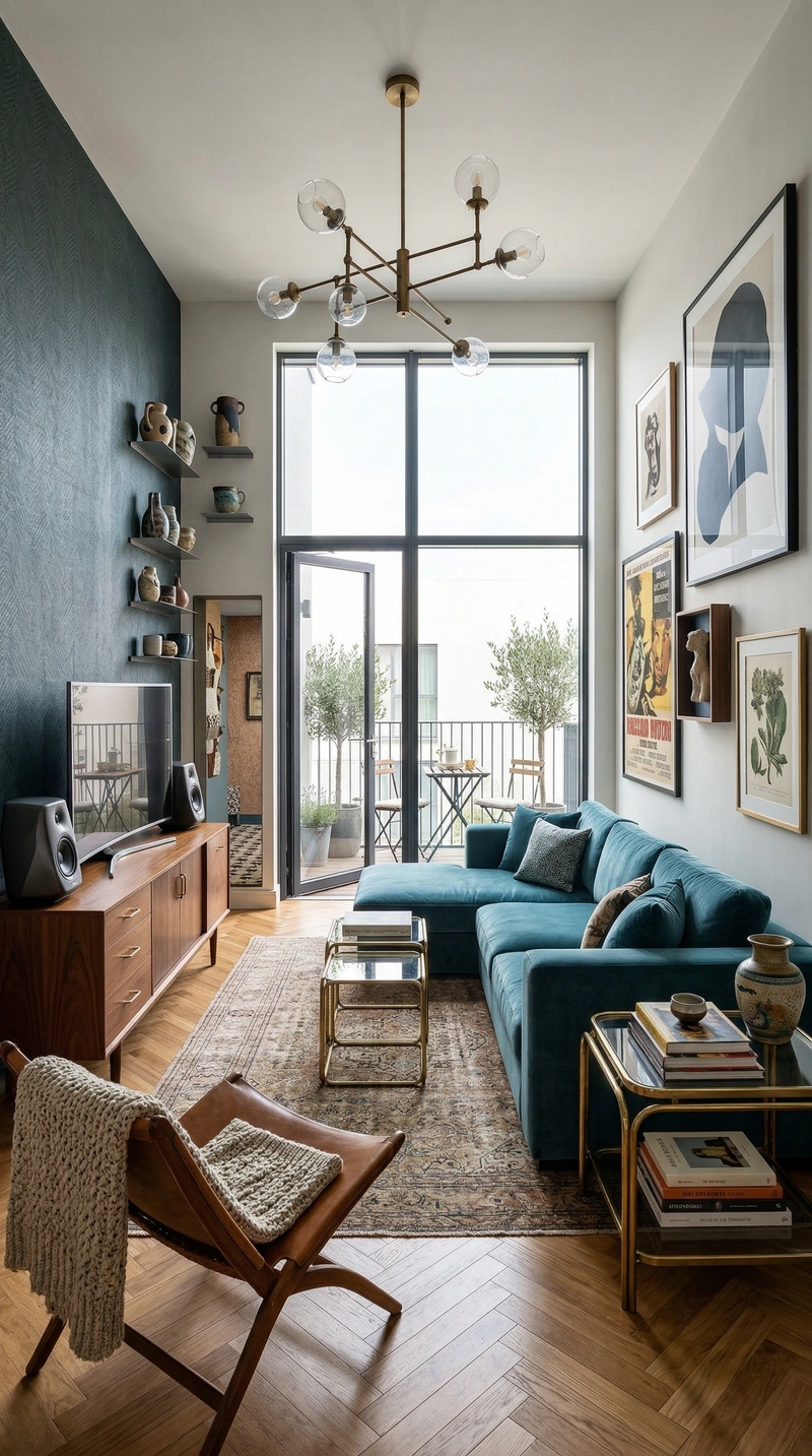 Дизайн интерьера в стиле Эклектика — Гостиная от нейросети RoomGPT