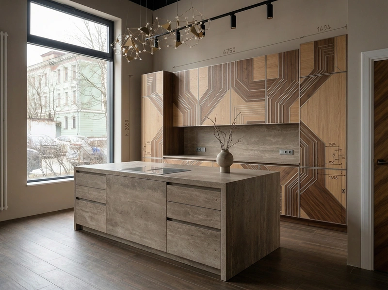 Дизайн кухни в стиле Japandi — фото интерьера от нейросети RoomGPT