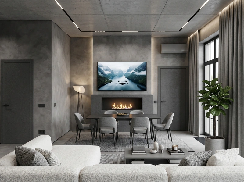 Дизайн интерьера в стиле Лофт — Гостиная от нейросети RoomGPT