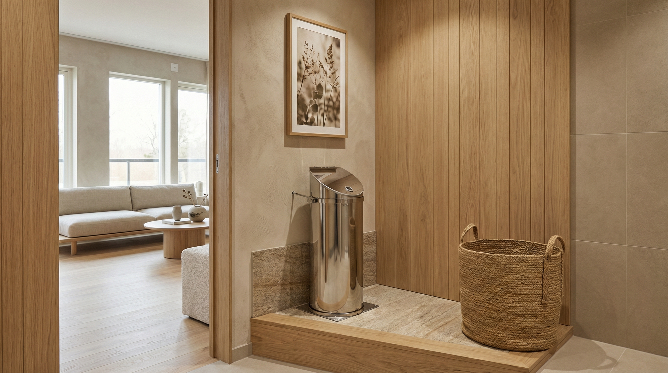 Дизайн гостиной в стиле Japandi — фото интерьера от нейросети RoomGPT