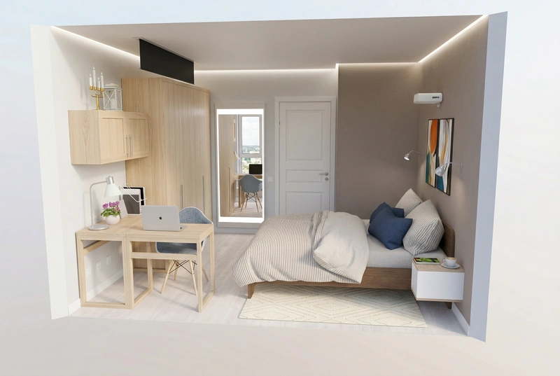 Дизайн интерьера в стиле Сканди — Спальня от нейросети RoomGPT