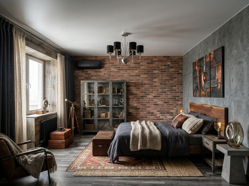 Дизайн интерьера в стиле Лофт — Спальня от нейросети RoomGPT