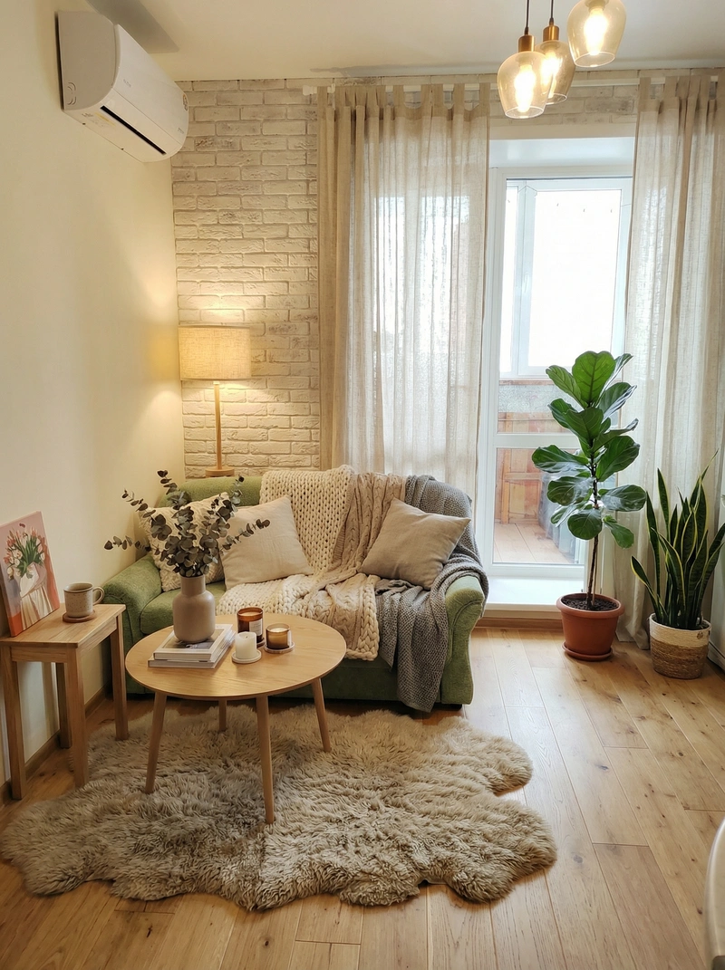 Дизайн интерьера в стиле Хюгге — Гостиная от нейросети RoomGPT