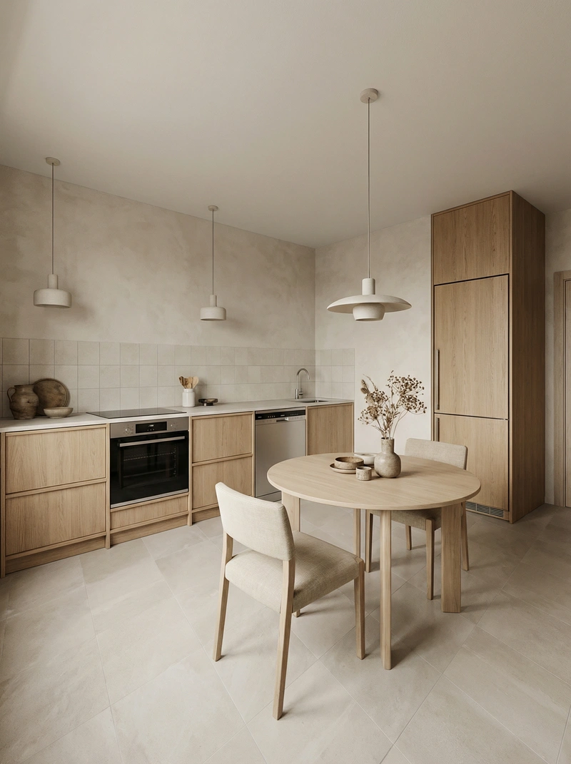 Дизайн кухни в стиле Japandi — фото интерьера от нейросети RoomGPT