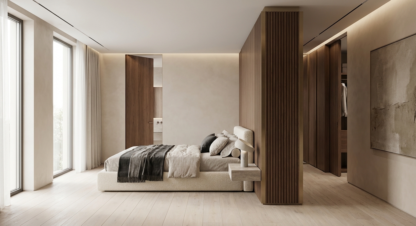 Дизайн спальни в стиле Минимализм — фото интерьера от нейросети RoomGPT