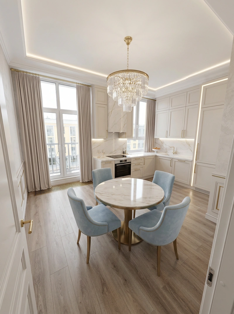 Дизайн интерьера в стиле Неоклассика — Кухня от нейросети RoomGPT