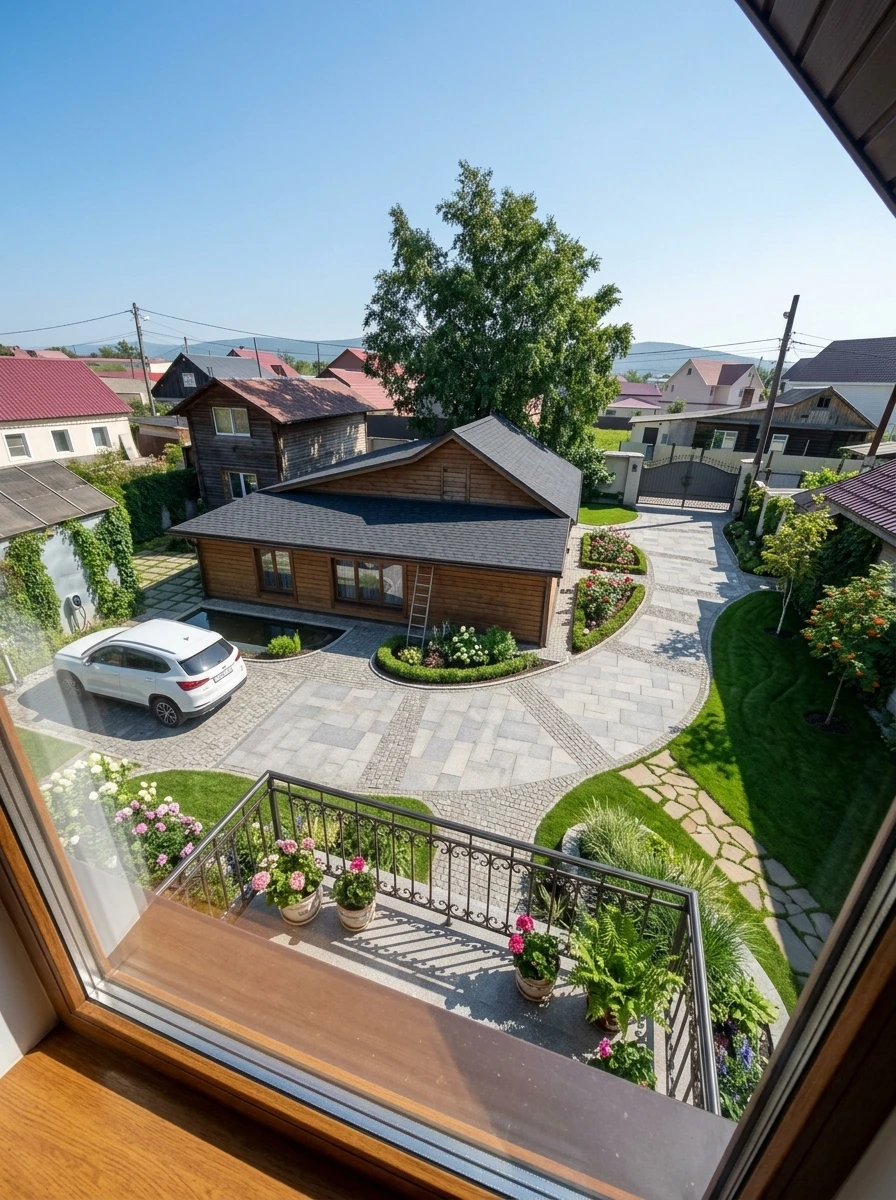 Дизайн участка в стиле Русская усадьба — фото участка от нейросети RoomGPT