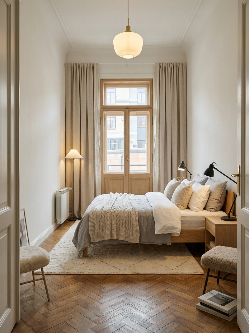 Дизайн интерьера в стиле Хюгге — Спальня от нейросети RoomGPT