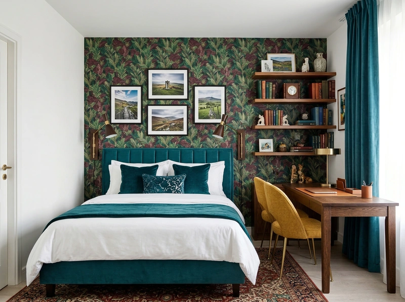 Дизайн спальни в стиле Британский — фото интерьера от нейросети RoomGPT