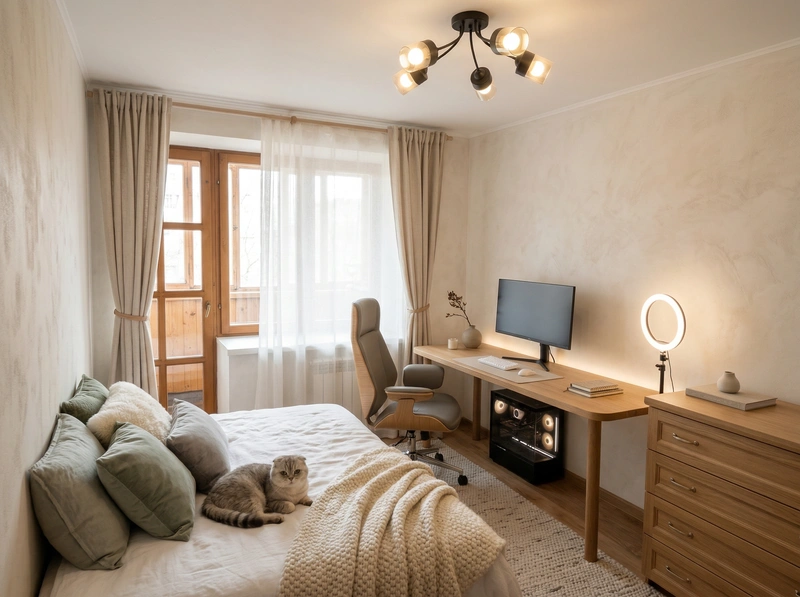 Дизайн интерьера в стиле Хюгге — Спальня от нейросети RoomGPT