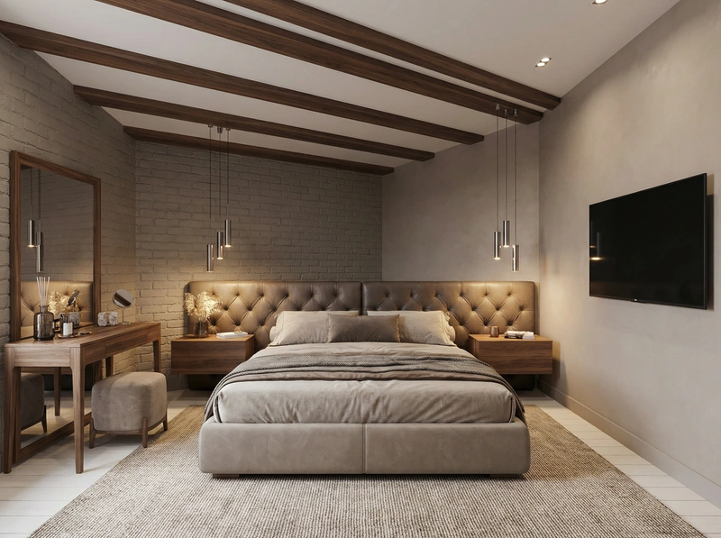 Дизайн интерьера в стиле Контемпорари — Спальня от нейросети RoomGPT