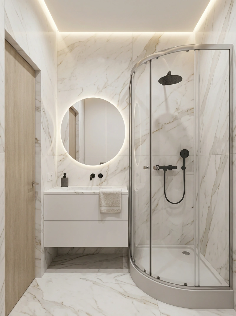 Дизайн ванной в стиле Минимализм — фото интерьера от нейросети RoomGPT