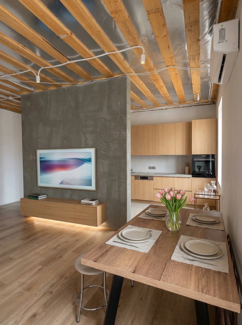 Дизайн кухни в стиле Сканди — фото интерьера от нейросети RoomGPT