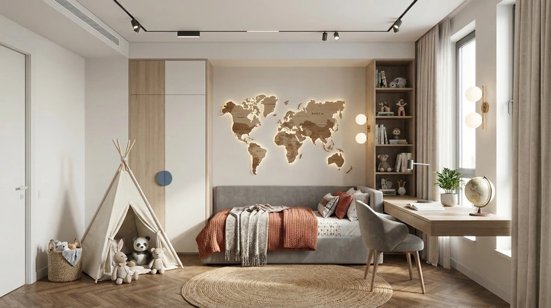 Дизайн детской в стиле Эклектика — фото интерьера от нейросети RoomGPT