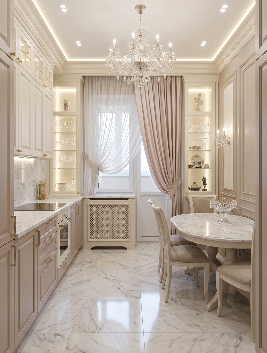 Дизайн кухни в стиле Классика — фото интерьера от нейросети RoomGPT