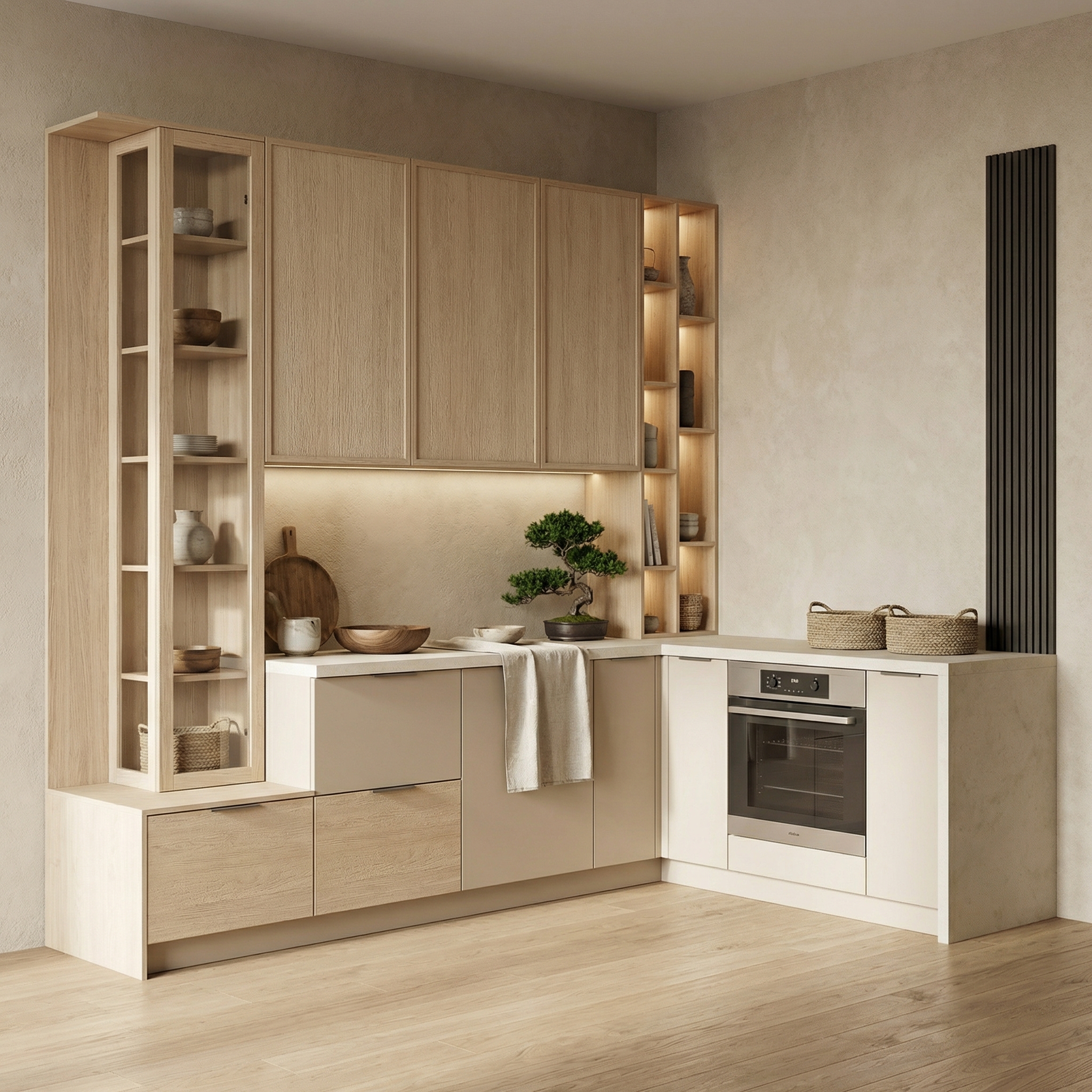 Дизайн гостиной в стиле Japandi — фото интерьера от нейросети RoomGPT