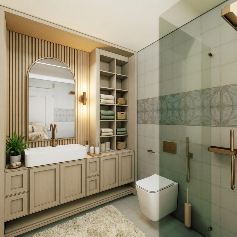 Дизайн интерьера в стиле Хюгге — Ванная от нейросети RoomGPT